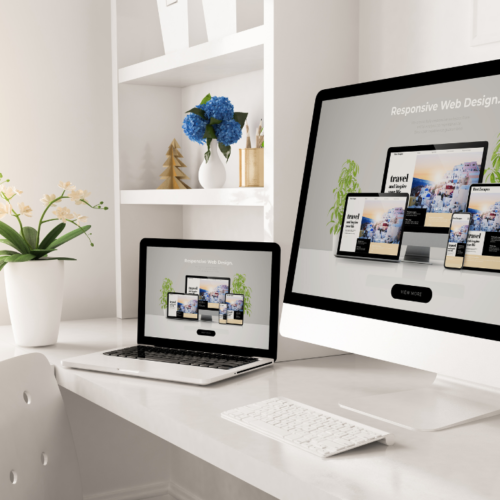 Illustration of a struggling website with low engagement vs. a successful, high-converting website.